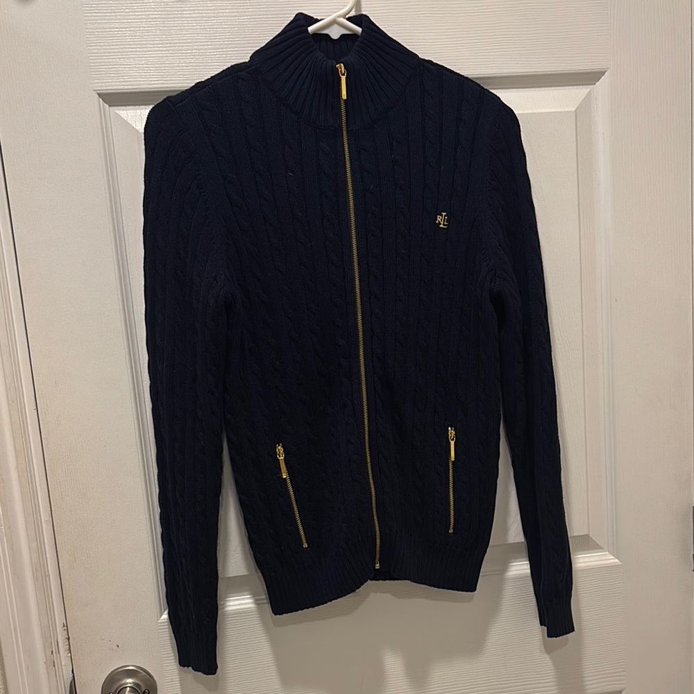 Navy Blue Cable Knit Sweater